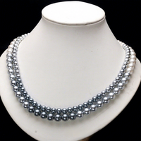 Collier de perles dégradées multicouche personnalisé fait main pour femme, imitation perle géométrique, collection Shi Family Niche