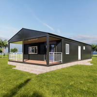 Grande villa préfabriquée sur mesure en paquet plat Suite de deux chambres à coucher Maison conteneur 5 en 1 préfabriquée moderne à plancher plat Guyana