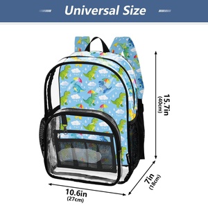 New Arrival Dinosaur Print Clear PVC <b>Backpack</b> Heavy Duty Transparent Bookbag for <b>School</b> <b>Backpack</b> with Reinforced Strap for Kids - Product Image 4