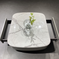 Meuble TV moderne pour salon, série marbre blanc, table basse carrée modulaire en bois, table d'appoint noire avec tiroir, table ronde