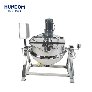 Industrial steel 50L/100L/200L/500L/600L food mixing cooking jacket kettle with agitator porridge soup boiler