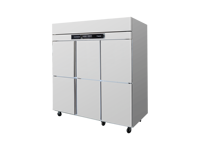 Réfrigérateur-congélateur vertical commercial en acier inoxydable, refroidissement par air, refroidissement direct, double température, argent, dégivrage automatique