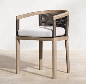 Accoudoir en <span class=keywords><strong>rotin</strong></span> de teck pour jardin extérieur, chaise de salle à manger, Villa, cour, chaise en <span class=keywords><strong>rotin</strong></span> en bois moderne, ensemble de sièges d'hôtel - Product Image 2