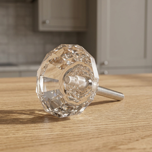 <b>Clear</b> Crystal Industrial Design Glass Cabinet Knob Diamond Cut <b>Drawer</b> Pull Furniture Handle for Wardrobe Dresser Kitchen Shri - Product Image 2