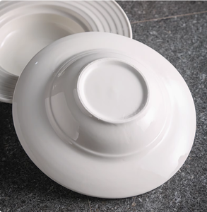 Assiette à pâtes italienne en céramique blanc pur, soucoupe, bol à soupe occidental style <span class=keywords><strong>chapeau</strong></span> <span class=keywords><strong>de</strong></span> <span class=keywords><strong>paille</strong></span>, vaisselle <span class=keywords><strong>de</strong></span> restaurant occidental - Product Image 2