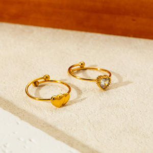 Fine Coeur Coeur Abeille Cerise Multi-élément Anneau Empilable Zircon Anneau En <span class=keywords><strong>Acier</strong></span> <span class=keywords><strong>Inoxydable</strong></span> Plaqué Or Réglable <span class=keywords><strong>Bague</strong></span> Bijoux - Product Image 4