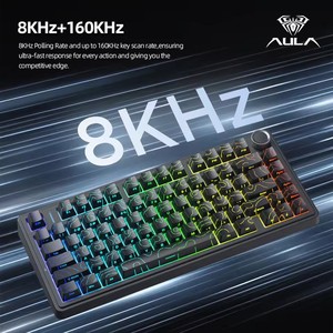 <span class=keywords><strong>Clavier</strong></span> <span class=keywords><strong>mécanique</strong></span> AULA F75 HE à interrupteurs magnétiques, 75 %, 80 touches, taux de polling 8K, tri-mode, RVB, échange à chaud, sans fil, pour le gaming - Product Image 6