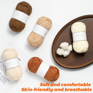 Hilo de ganchillo voluminoso de 4 cabos, 50g, 100% algodón peinado, teñido con leche, estilo slub reciclado para tejer a mano y ropa de bebé - Product Image 5