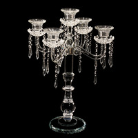Candélabres en cristal à 5 bras MH-Z0095 uniques avec décorations de table de mariage en tube de verre
