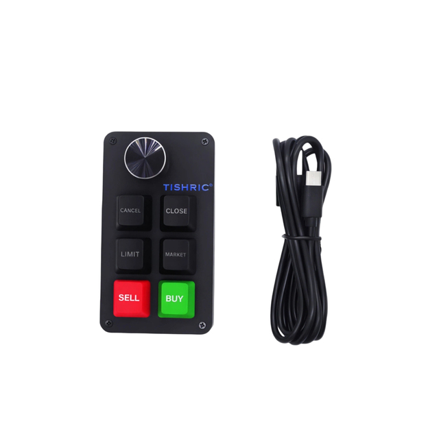 6+1 7-key Trading Macro Keyboard with Knob, Programmable, One Click Copy and Paste Suitable for Trading and Gaming