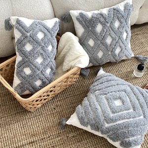 Vuông Bohemian Ném Gối Với Bốn Góc Tua Sofa Boho Gối Trang Trí Nội Thất Cho Sofa Thêu Tufting Trang Trí Gối Bìa - Product Image 2