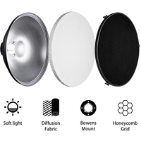 Réflecteur standard 42cm 55cm Beauty Dish avec grille nid d'abeille et diffuseur blanc pour flash Speedlite, pour la photographie de produits et de portraits