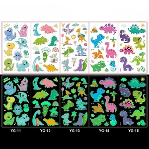 Tatuaggi temporanei per bambini Glow In The Dark stile misto Cartoon Tattoo Luminous Mermaid Butterfly Animal Dinosaur - Product Image 5