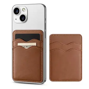 cell phone wallet stick-on mobile phone case smartphone wallet pu adhesive credit card holder back of phone cash pocket sleeves