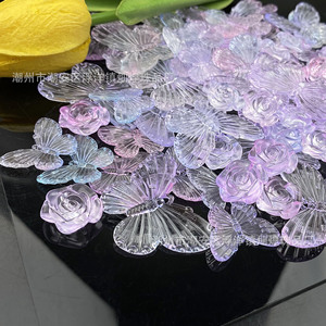 Chaîne de cheveux en acrylique translucide dégradé bicolore motif papillon rose pour bijoux DIY et accessoires de décoration décontractée - Product Image 4