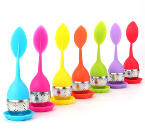 BPA Free Silicone per tè infusore in Silicone manico in acciaio inox filtro per tè sfuso o tisana - Product Image 3