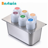 Perlengkapan Restoran Cepat Saji Dapur Komersial 6/8 Lubang, Dispenser Bumbu FIFO, Kit Botol Saus Tekan