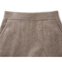 Ensemble deux pièces élégant pour femme en cachemire/laine tricoté avec col en V, pantalon long, tissu doux, coupe classique