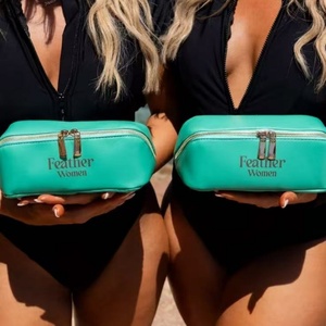 Estuche de Maquillaje de Cuero PU Personalizado al por Mayor, Bolsa Organizadora de Maquillaje de Gran Capacidad con Asa y Divisores para Mujer, Viaje, OEM - Product Image 4