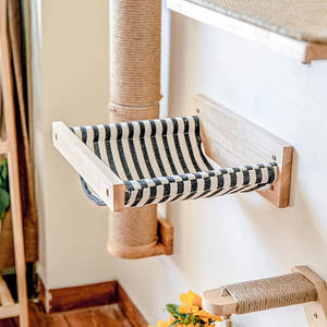 Tempat tidur gantung dinding kucing kayu Modern, tempat tidur kucing hewan peliharaan, rak kucing tali Sisal kayu padat - Product Image 3