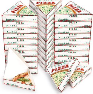 Boîtes à <span class=keywords><strong>pizza</strong></span>, barquettes à <span class=keywords><strong>pizza</strong></span> individuelles résistantes à la graisse, jetables avec impression colorée, conteneurs alimentaires triangulaires en carton - Product Image 1