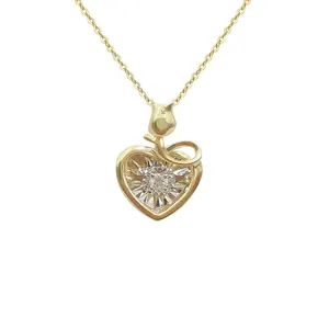 Factory Popular Heart Shape Pendant 18K Real Gold with Natural Diamond Charms Necklace Trendy Jewelry for Women