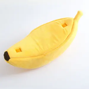 Hot selling dogs fruit bed washable lovely banana shape pet rest semi-enclosed cat beds wholesale modern cute pet nest bedding