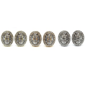 Boucles d'oreilles solitaires plaquées or 18 carats pour femme, bijoux tendance en forme d'ovale avec diamants baguette effilés pour mariage - Product Image 4
