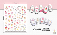 CA41-72 Anime dessin animé 3D ours en peluche fleur fruits marin lune ongles autocollant été ongles papillon pour beauté manucure Applique