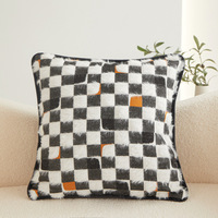 Nouvelle arrivée géométrie broderie taie d'oreiller avec passepoil maison salon en peluche coussins décoratifs couverture