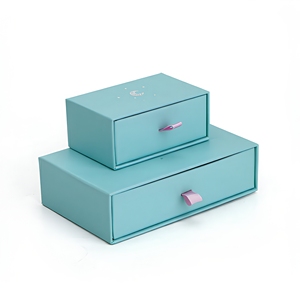 Set di Scatole Portagioie Personalizzate Azzurre con Cassetto Scorrevole, Stampa Luna e Maniglie in Raso per <span class=keywords><strong>Orecchini</strong></span> e Collane - Product Image 3