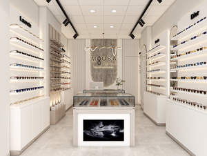 Gabinete <span class=keywords><strong>de</strong></span> exhibición decorativo <span class=keywords><strong>de</strong></span> diseño <span class=keywords><strong>de</strong></span> cadena <span class=keywords><strong>de</strong></span> gafas LED personalizado <span class=keywords><strong>de</strong></span> fábrica Solución integral Iluminación Led para Centro Comercial Grande - Product Image 6