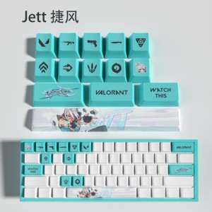 Jett 5 lados Sublimación de tinte OEM perfil 14 teclas Gaming Anime tema <span class=keywords><strong>Valorant</strong></span> PBT 1U 2u Spacebar keycaps mini Set - Product Image 1