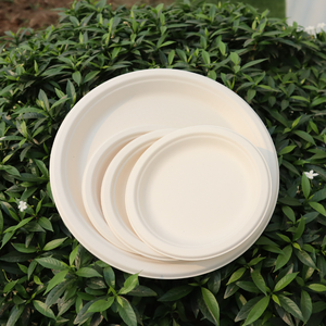 Assiette jetable écologique biodégradable de haute qualité 100% Tailles personnalisées Assiette ronde de 6 pouces en couleur blanche et naturelle - Product Image 1