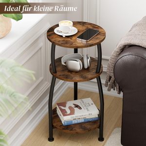 Table d'appoint en bois SENYU à 3 niveaux avec rangement, design industriel, table console moderne pour salon - Product Image 3