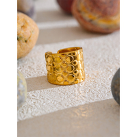 JINYOU 5013 Neuerscheinung Breiter Wasserdichter Offener Ring Trendiger PVD Edelstahl 18K Vergoldeter Ring für Damen Schmuck Geschenk