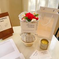Buket bunga Crochet buket rajut bunga wisuda buket rajut bunga mawar diawetkan untuk pengiring pengantin Hari Valentine