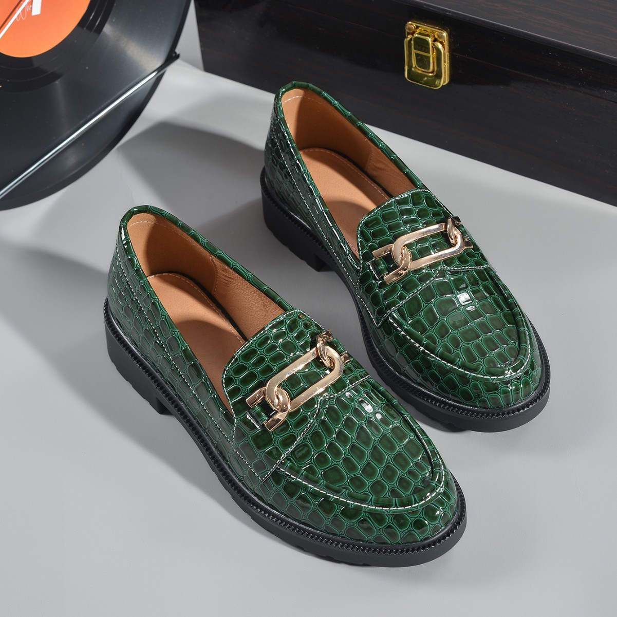 slim fit dress slacks Green Pumps Dress-Sophia main image 1