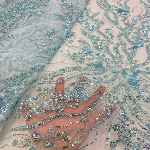 Dentelle florale multicolore branche d'arbre paillettes dentelle perlée dentelle florale grappe paillettes dentelle perlée - Product Image 3