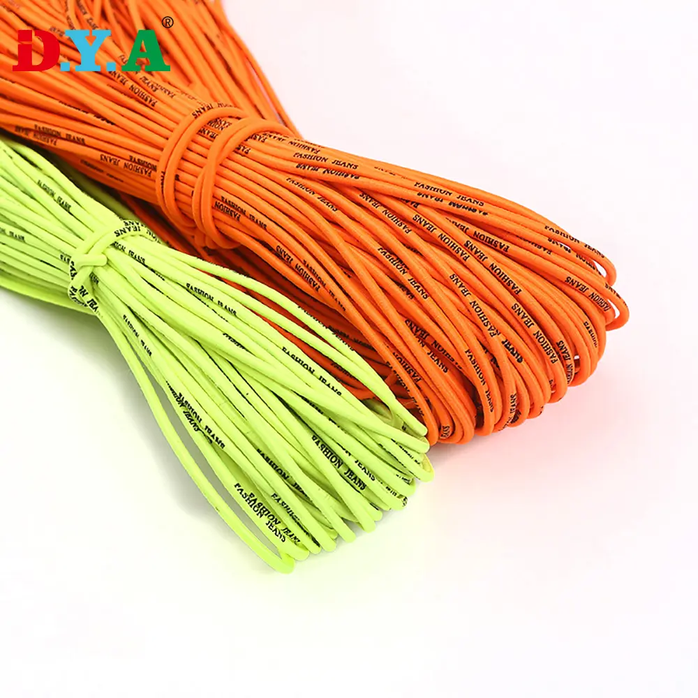 Customlogo Printed 3.5mm Round Elastic Cord Multi Color Latex Rope Elastic Rope Plastic Cord for Outdoor Furniture