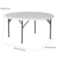 Ventes directes d'usine Table ronde pliante en plastique HDPE 150cm pour les événements de fête en plein air