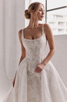 Robes de mariée de luxe, style robe de bal, avec corsage, col carré, en dentelle, coupe trapèze, grandes tailles, pour la mariée, vente en gros