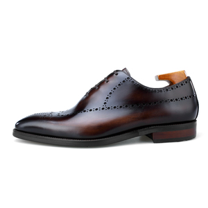 Nouvelles Chaussures Habillées Oxford de Luxe pour Hommes en Cuir Véritable Italien Faites à la Main Marron Noir pour Mariage et Affaires - Product Image 3