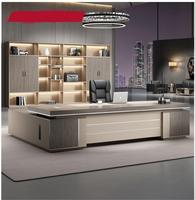 Ensemble de bureau de direction moderne en bois de luxe, en forme de L, convertible, couleur teck, mobilier de bureau