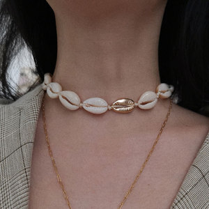 Yiwu 2019 Summer Beach Wind Fashion Seashell Necklace Geometric Gold Cowrie <strong>Shell</strong> Necklace <strong>Choker</strong> - Product Image 2