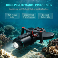 Scooter sous-marin haute vitesse 10 km/h pour l'exploration des grottes avec projecteur, scooter de plongée haute puissance, profondeur de plongée 30 m
