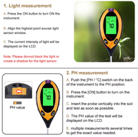 PH-mètre de sol 4 en 1 Testeur de sol Humidimètre de lumière et PH Testeur pour plantes en pot Jardins
