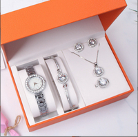 Ensemble de bijoux mode luxe montre bague boucles d'oreilles collier boucles d'oreilles pour femmes avec boîte