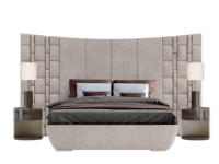 Lit double en cuir véritable souple, de luxe moderne, design king size