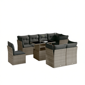 Set Divano da Giardino in Rattan Grigio 6 Posti, Arredamento da Esterno Contemporaneo Resistente alle Intemperie - Product Image 1